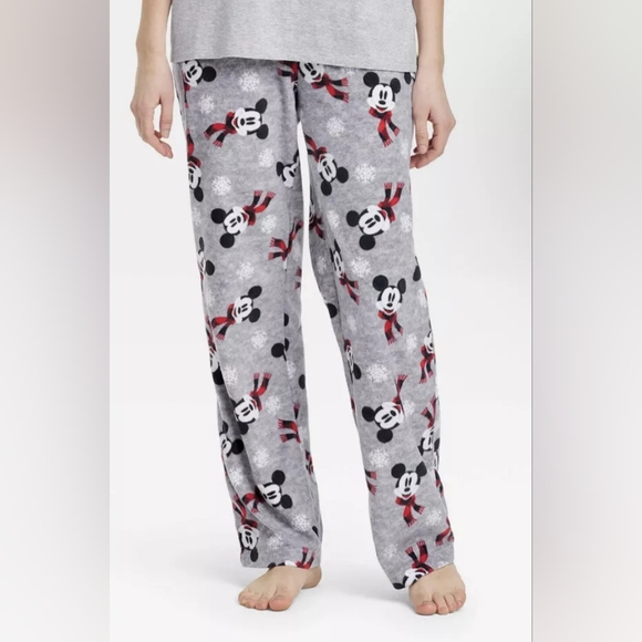 Disney Pajama Pants Mens XL Gray Mickey Mouse Fleece Winter Cozy Lounge - Picture 4 of 4